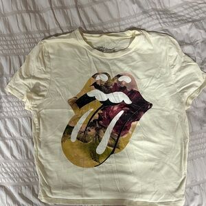 Cream Graphic T-Shirt with Tongue Design